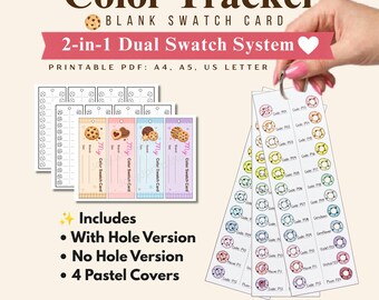 Cookie Color Tracker Chart Marker Swatch Cards Printable PDF Color Inventory Tracker Alcohol Marker Swatch A4 A5 US Letter