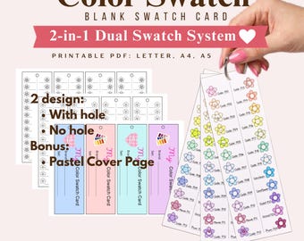 Coloring Tracker Chart, 24 Flower Color Swatch Card, Blank Color Swatch Template, Marker Swatch Cards, Alcohol Marker chart, Printable PDF
