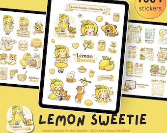 Kawaii Stickers| Cute Lemon Sweeties Girls | Daily Life Planner Clipart | PNG (Digital Download)