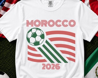 Morocco Soccer Shirt, Moroccan Fan Tee, Vintage Retro Football Gift, 2026 Game Day