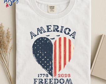 America 250 Freedom Shirt, 1776–2026 Heart Flag Tee, Fourth of July Comfort Colors