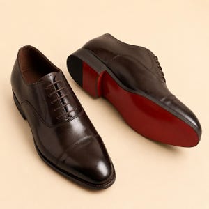 Christian Louboutin Men’s Brown Oxford Shoes | Handmade Calf Leather Ankle Shoes