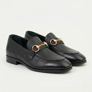 Handmade Black Leather Horsebit Loafers | Men’s Luxury Slip-On Dress Shoes | Luxury Wedding Footwear