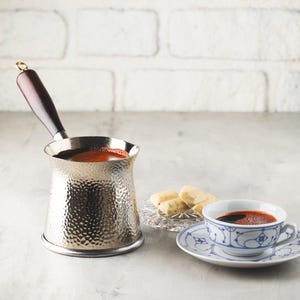 Cafetière turque ottomane Cezve en acier inoxydable martelé fait main Ibrik 700 ml