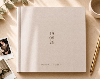 Fuji Instax Guest Book · Customizable Linen · Personalized Guest Book · Fuji Instax Lay Flat Opening