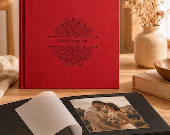 Wedding gift · Keepsake book for pasted photos · Traditional wedding album with personalized fabric cover · Handcrafted binding