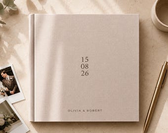 Livre d'or Fuji Instax · Linge personnalisable · Livre d'or personnalisé · Ouverture à plat Fuji Instax