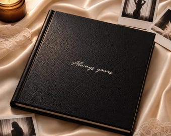 Personalized Boudoir Photo Album · Gift for Groom · Flat Lay Wedding Album · Handmade Faux Leather Scrapbook · Square 8x8 - 10x10 inches