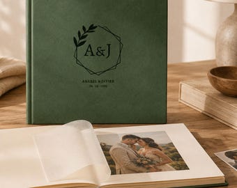 Wedding scrapbook for pasted photos · Traditional wedding album · Personalized fabric cover · Handcrafted binding · Gift for the bride