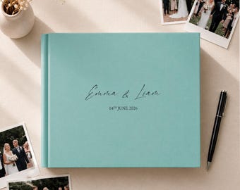 Custom Linen Guest Book · 9.4x7"/24x18cm · 40 pages · Minimalist Elegant Keepsake · 20 Colors · High-Quality