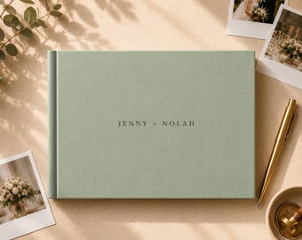 Customizable Linen Guest Book for Fuji Instax · Printed Personalized Album · Luxury Flat Layout