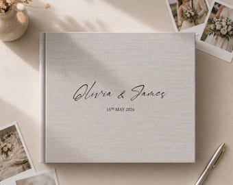 Personalized Wedding Guest Book · 9.4x7"/24x18cm · 40 pages · Simple elegant text design · 20 color options · Wedding gift
