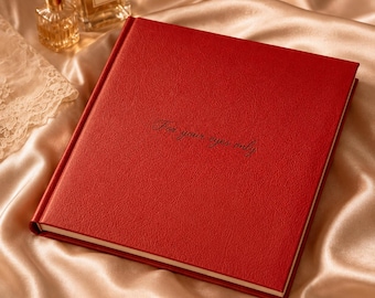 Handmade Faux Leather Photo Album · Personalized Boudoir Keepsake · Wedding Gift for Groom · Modern Square Lay Flat Album · 8x8 & 10x10