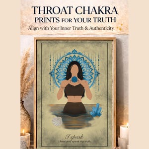 Throat Chakra Poster Printable - I Speak My Truth Affirmation Blue Spiritual Wall Art Boho Digital Download