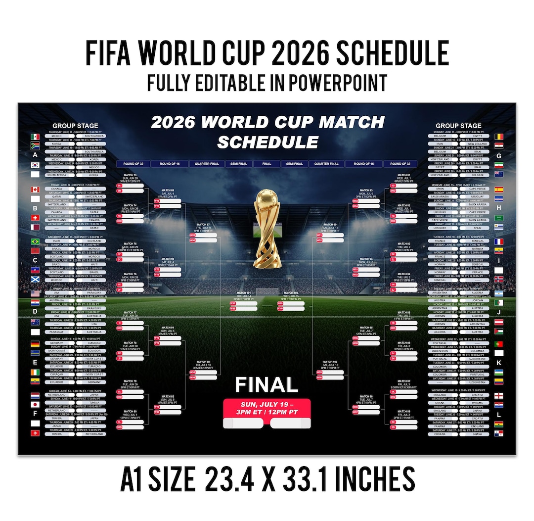 2026 FIFA World Cup Wall Chart Digital Download, FIFA World Cup 2026