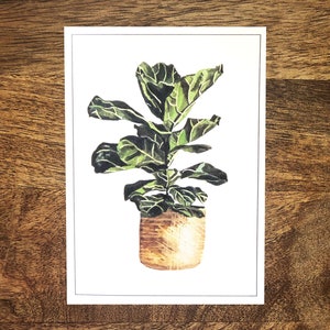 Fiddle Leaf Fig card, self print, downloadable, foldable