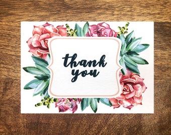 Succulent watercolor thank you card, downloadable, 3.5 x5 , foldable