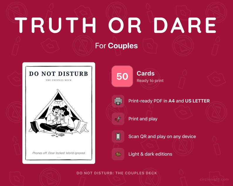 Couples Truth or Dare | Spicy Card Game for Two | Do Not Disturb Deck