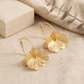Gold Flower Earrings, Statement Hoop Earrings, Large Floral Earrings, Boho Earrings, Gift for Her Stainless Steel Dangle Earrings product logo