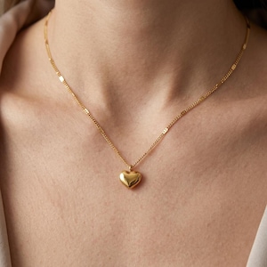 Collier pendentif coeur en or, collier minimaliste délicat, bijoux de tous les jours, cadeau pour elle, cadeau d'anniversaire, bijoux de la Saint-Valentin