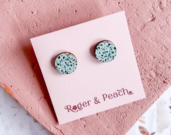 Terrazzo Stud Aqua Earrings
