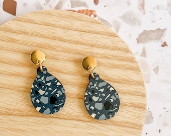 Terrazzo Dangle Navy Earrings