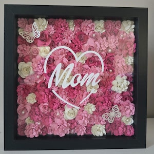 3D Paper Flower Frame – Geschenk für Mama oder Oma – Floral Shadow Box – Handmade Wanddeko