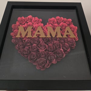 Personalized Mom Gift, Paper Flower Shadow Box, Mother's Day Gift for Mom, Custom Name Frame, Handmade Rose Heart Frame, Gift for Her