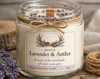 Vela de soja // Hecha a mano en el Reino Unido / Regalo relajante / Antler and Bloom. Varios aromas.