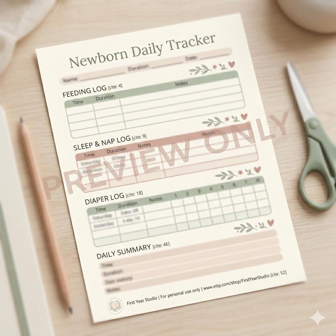 Newborn Daily Tracker Printable - Baby Feeding Sleep Diaper Log - New ...
