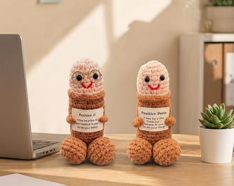 Muñeca de apoyo emocional de ganchillo personalizada, divertido regalo de peluche hecho a mano, mini muñeca con mensaje personalizado para colgar en el coche, lindo regalo de ánimo