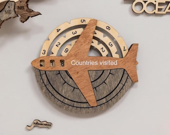 Countries Visited Travel Tracker | Adventure Wall Decor | Wooden Travel Gift