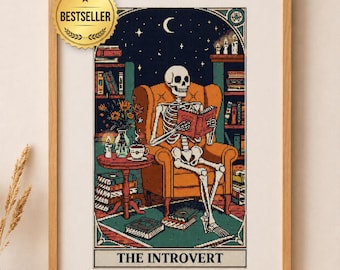 Introvert Cross Stitch Pattern | Dark Academia Gothic Art | Tarot Style | PDF Chart