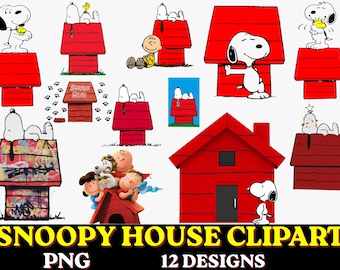 Retro Snoopy puppy house clipart PNG | 12 designs Instant download