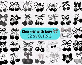 Cherry SVG Bundle with Bows: Clipart for Commercial Use (Digital Download)