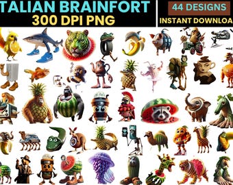 Italian Brainrot PNG Bundle: Funny Meme Characters (Digital Download)