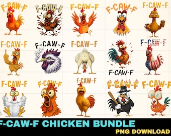 F-CAW-F Chicken Bundle: Screaming Meme Farm Animal Clipart (PNG Download)