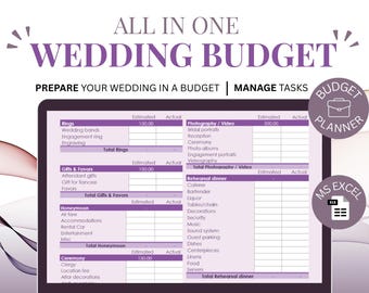 Wedding Planner Budget Spreadsheet, Track Expenses, Payments & Savings For Brides Tracker| Google Sheets and Excel Template