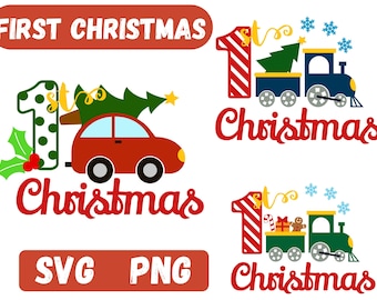Christmas SVG, DXF, My First Christmas, Santa Claus, 1st, Baby Shirt cut file for silhouette cameo and cricut
