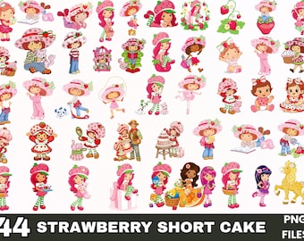 Strawberry Shortcake Clipart Bundle | 40+ Kawaii Dessert PNG Graphics