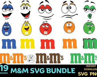 M&M Faces SVG Clipart Bundle, T-Shirt Designs (Digital Download)