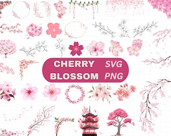 Cherry Blossom SVG Bundle: Spring Flower Clipart Instant Download