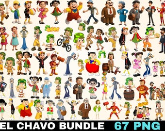 El Chavo Cartoon Clipart PNG Bundle, Retro Characters (Digital Download)