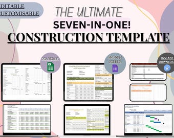 Construction Templates:Equipment cost analysis,Job analysis,Project budget,Construction budget,Cash flow,Schedule daily,Printable budget