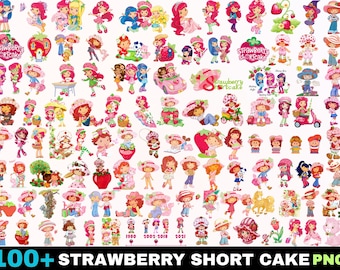 Strawberry Shortcake PNG Clipart: Retro Cartoon Bundle (Digital Download)