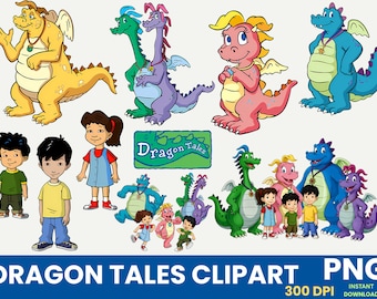 Dragon Tales Cartoon Clipart Bundle (Digital Download)