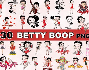 Betty Boop PNG Bundle, Retro Cartoon Clipart, 1930s Flapper Sublimation Design (Instant Download)