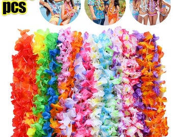 5 Stück / 50 Stück Hawaiianische künstliche Blumen-Lei-Halskette, tropische Strandhochzeitsfeier, Gastgeschenkdekoration