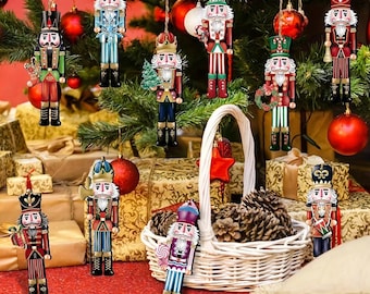 Juego decorativo de 12 cascanueces de madera para fiestas navideñas, decoración del hogar y regalo.