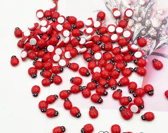 100 STÜCKE Hölzerne Mini Marienkäfer Aufkleber Rot Lackiert DIY Handwerk Scrapbooking Gartenparty Wohnkultur Verzierungen